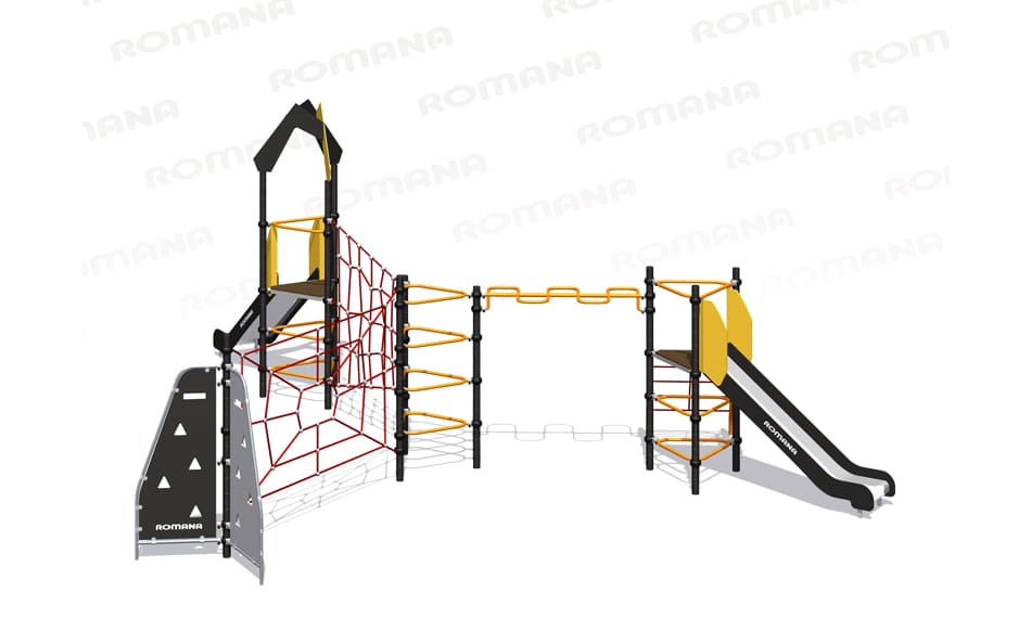Детский спортивный комплекс с горкой и рукоходом Серия треугольник Romana 401.32.00 вид 2 Детский спортивный комплекс с горкой и рукоходом Серия треугольник Romana 401.32.00 вид 2